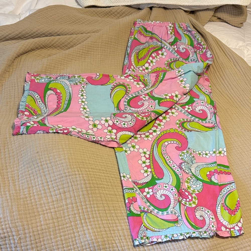 Cute Paisley Print Lightweight Pants Sz L perfect for spring summer beach trips - Picture 2 of 10